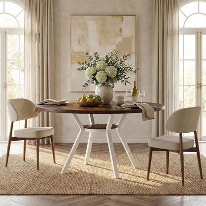 Ronde Eettafel – Eetkamertafel – Dining Table – Houten Tafel – Keukentafel – Met Opbergruimte – 120 cm Diameter – Stevig Metalen Onderstel