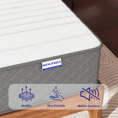Matras 140x200cm met OEKO-TEX®-certificering, 25cm dikte, H3 & H4 Pocketveringmatra, 7-zone Ergonomisch Koudschuimmatras met Gemiddelde Hardheid voor Drukverlichting