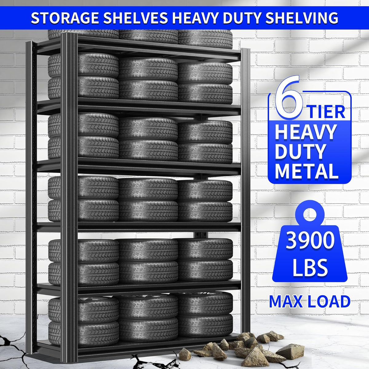 Metalen opbergrek – Stellingkast – Opslagrek – Garage Rek – Industriële Plank – Verstelbaar – Koudgewalst Staal – Zwart