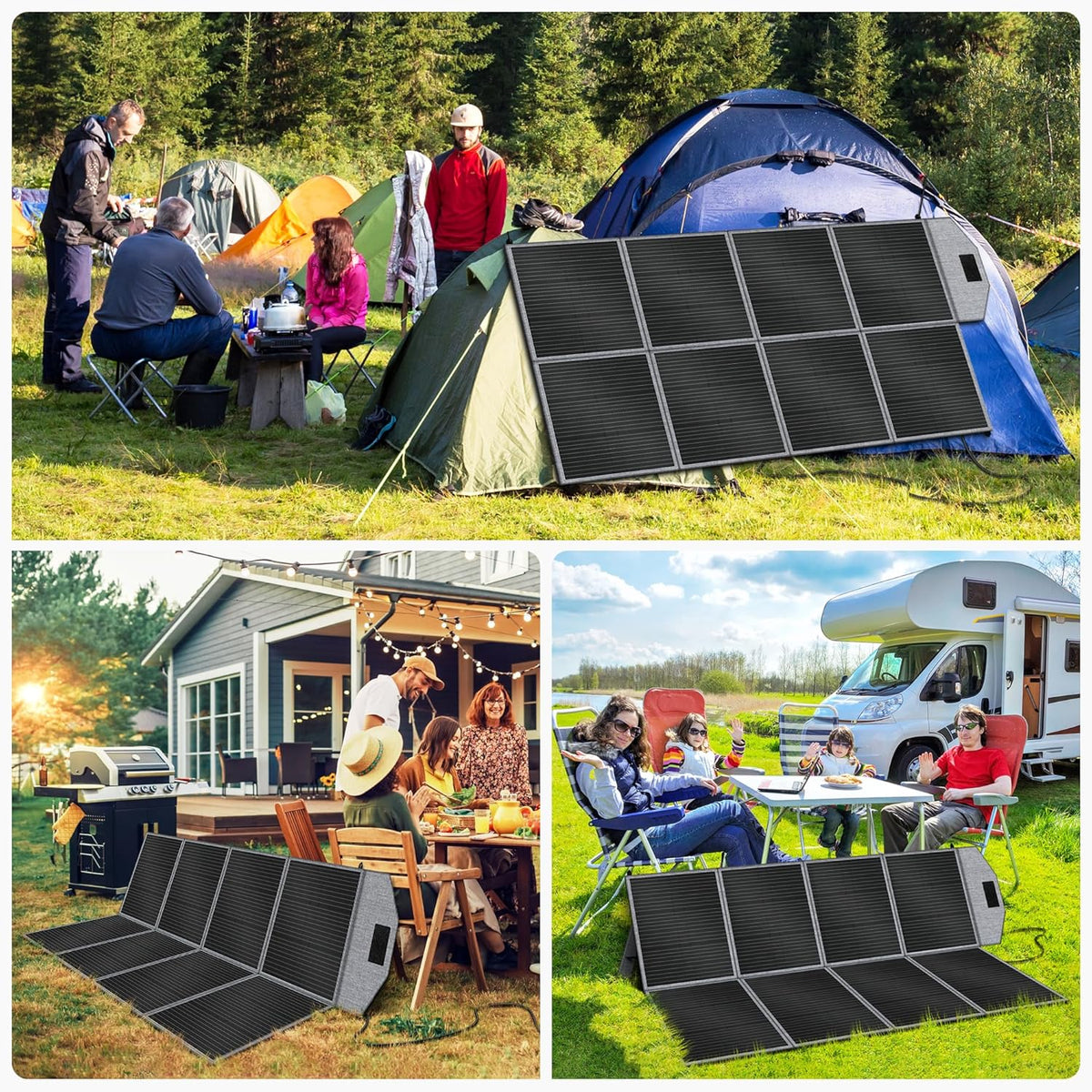 Solar Panel with Adjustable Bracket, 400W Foldable Portable Solar Charger, Waterproof, 23% Higher Energy Conversion Efficiency, Portable Solar Panel for Camping, RVs and Power Failures - QUORE