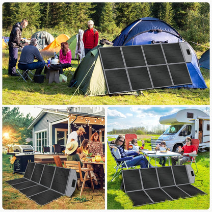 Solar Panel with Adjustable Bracket, 400W Foldable Portable Solar Charger, Waterproof, 23% Higher Energy Conversion Efficiency, Portable Solar Panel for Camping, RVs and Power Failures - QUORE