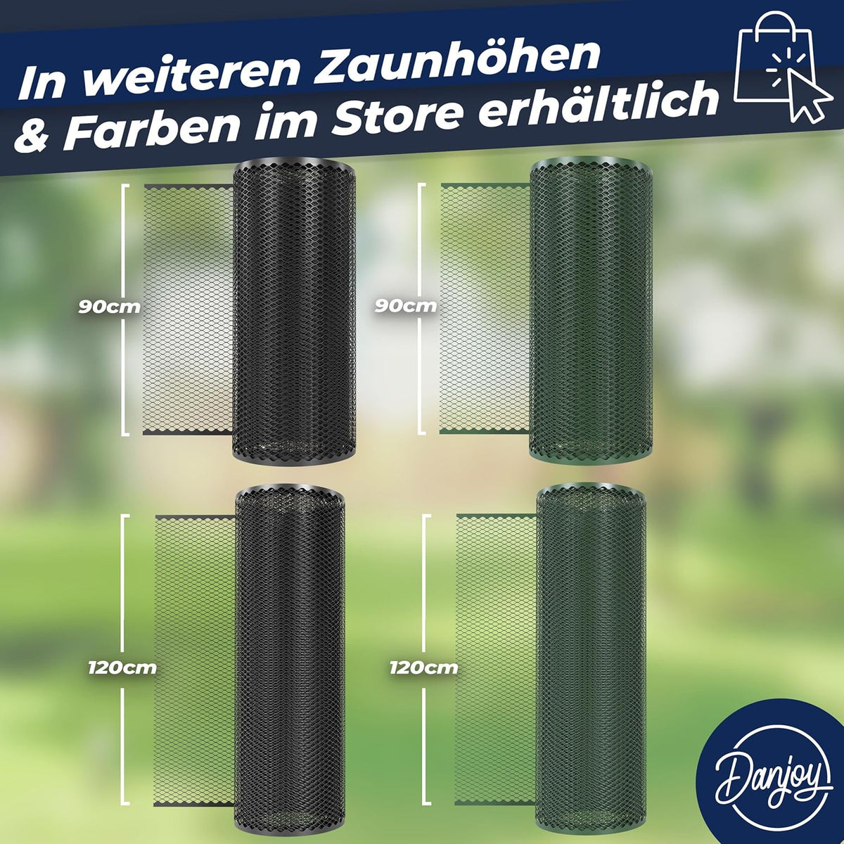 Chicken fence, 120 cm high, 25 m long, the fence for dogs or small animals is particularly tight mesh, stable - no sagging, 20 x fixings, dog fence garden - green