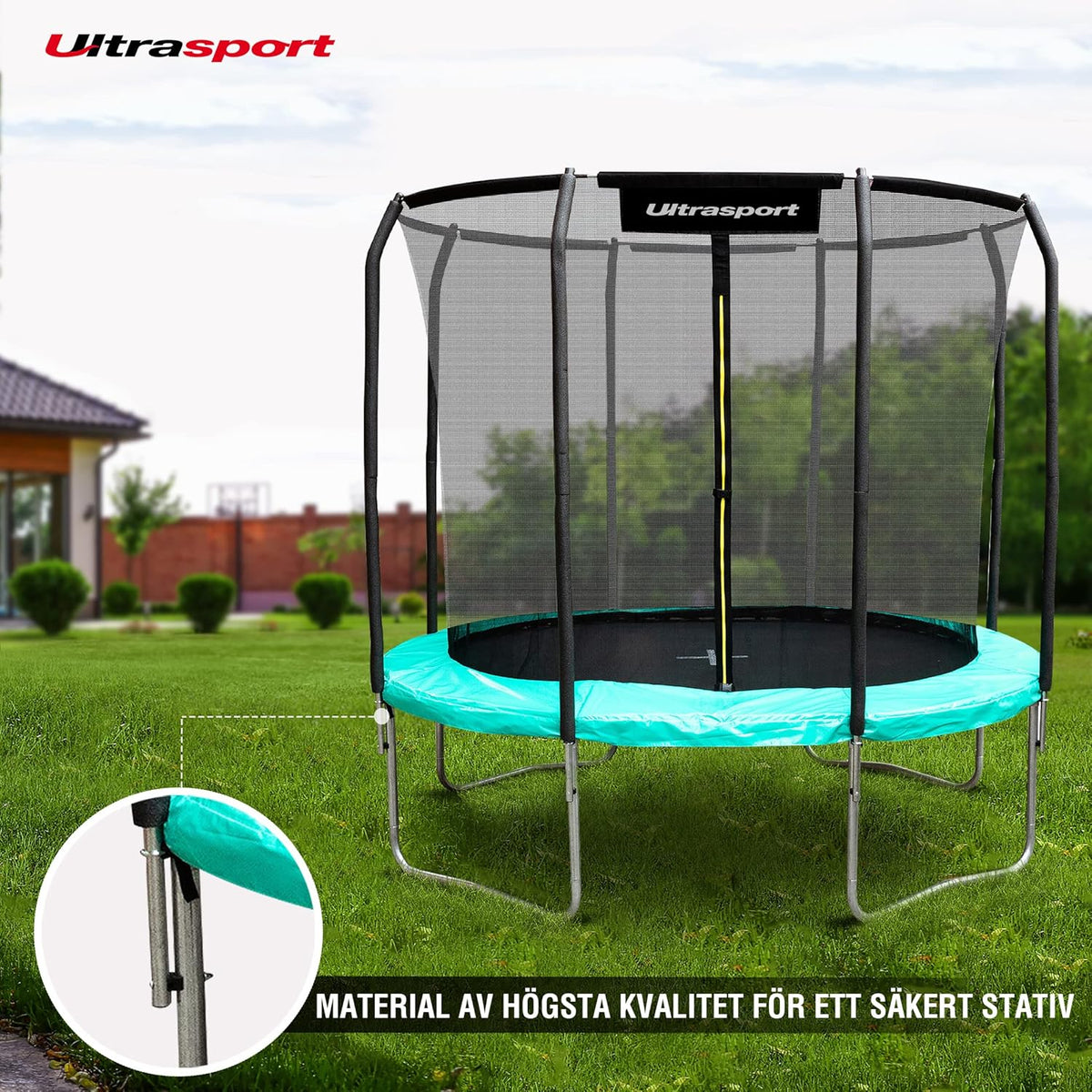 Ultrasport Tuintrampoline, Lotus, Rond, Rechthoekig, incl. Veiligheidsnet, Verschillende Maten, 213cm tot 420cm, Nieuwe Trampoline, Weerbestendig, Buiten Trampoline, Hoge Belastbaarheid