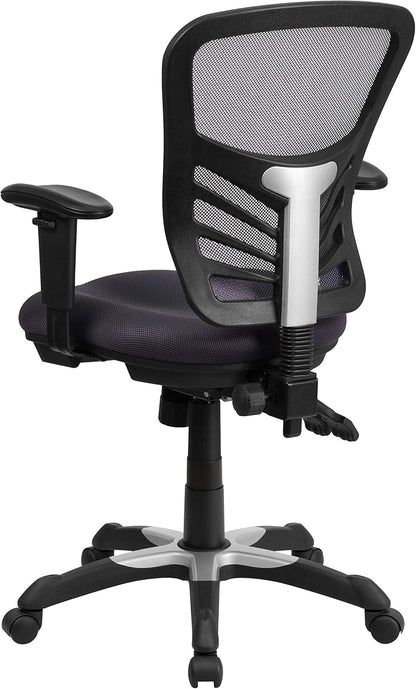 Directiebureaustoel – Bureaustoel – Kantoorstuhl – Gamingstoel – Werkstoel – Donkergrijs – Ergonomisch Met Ademend Gaas – Verstelbare Armleuningen En Rugleuning