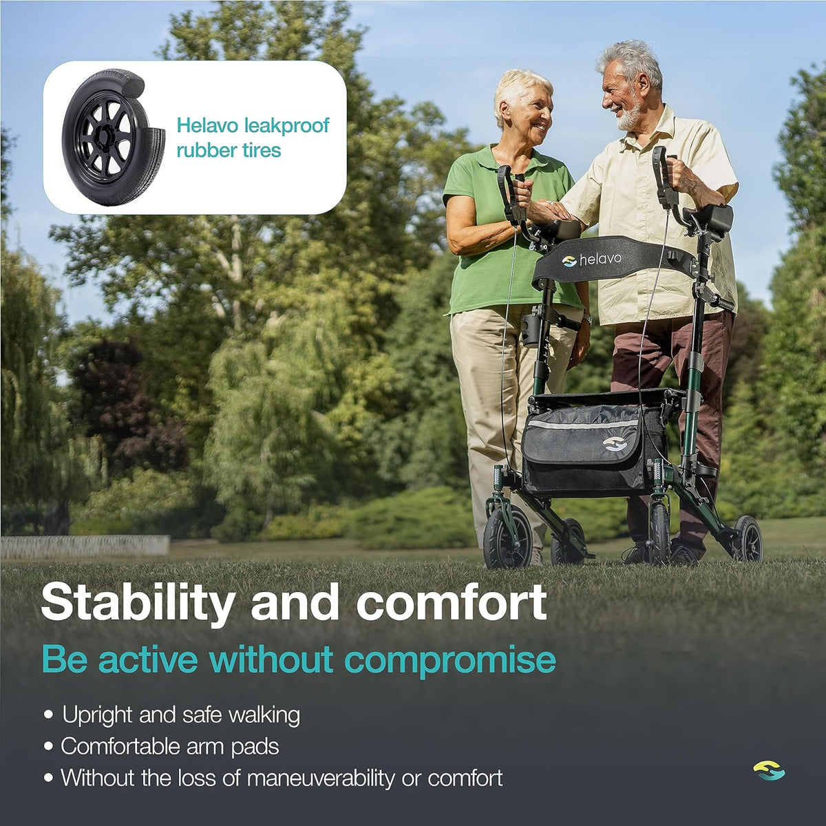 helavo H1160-EU Stand Up Walker PU Tires Green