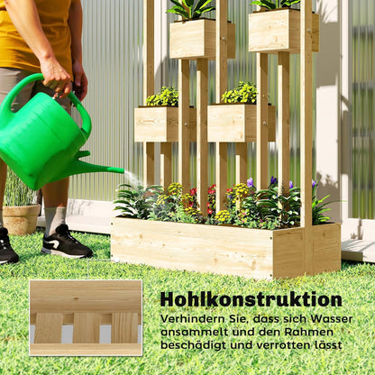 Outsunny Planter with Climbing Frame and Baskets, Wooden Planter Flower Pot, 90 x 45 x 170 cm, For Garden, Balcony and Terrace, Flower Box for Climbing Plants
