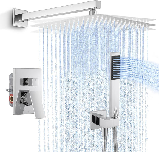 KES Douchekranen, compleet 30 cm regendouchekop met handspray, X6230S12-CH