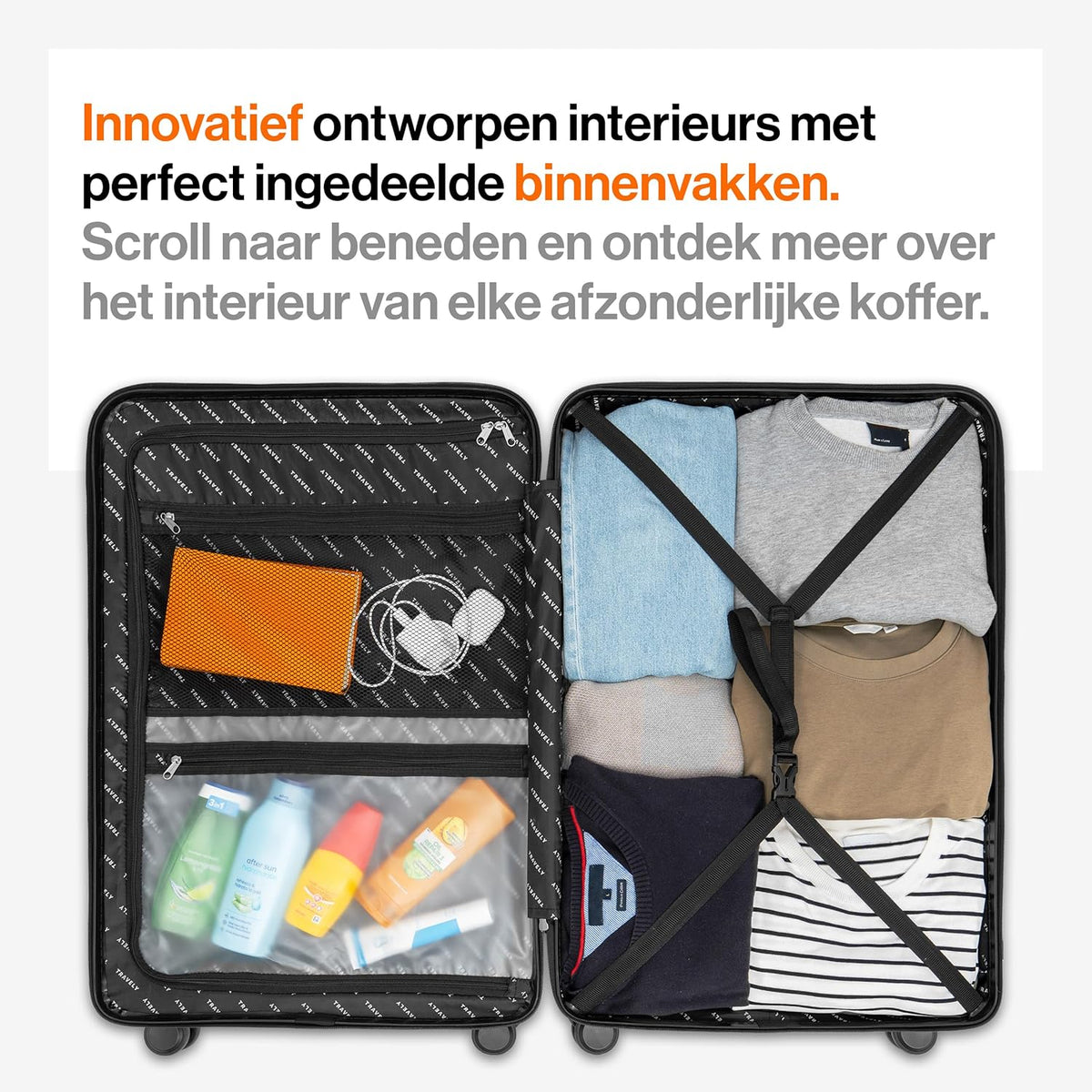 Polycarbonaat Kofferset 77cm + 67cm + 55cm - zeer robuuste hardschalige koffer met zachte wielen & TSA-slot, reiskoffer, koffer & trolley, reiskoffer met wielen