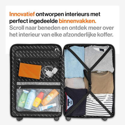 Polycarbonaat Kofferset 77cm + 67cm + 55cm - zeer robuuste hardschalige koffer met zachte wielen & TSA-slot, reiskoffer, koffer & trolley, reiskoffer met wielen