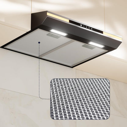 CIARRA CBCB6921 A+ Afzuigkap 60cm onderbouw 3 snelheden 300 m³/u zwart inbouwafzuigkap met touchbediening,afvoerstand en recirculatie afzuigkap met koolstoffilter CBCF011