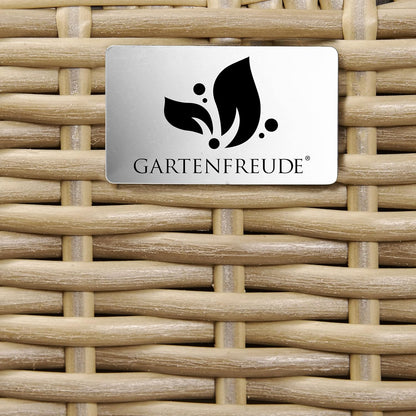 Gartenfreude Plantenbak, ruimteverdeler, polyrotan, 3 x kunststof inzetstukken met aluminium voeten, natuurlijke kleuren, 76x26x73 cm, 4000-1071-062