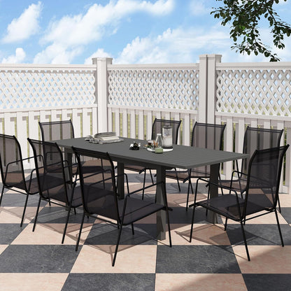 Outsunny Gartentisch Erweitert Aluminium 160/220x90cm Wetterfest Balcony, rutschfest Buffettisch Camping for 6-8 Persons, Outdoor Essisch für Garten, Terrasse Balcony Grau - QUORE