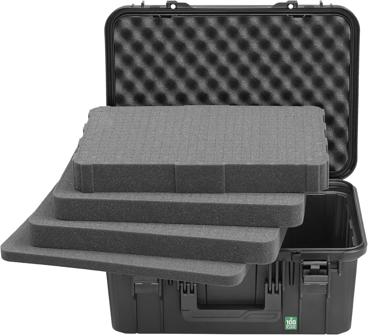 TOMcase ECO Pro, duurzame beschermkoffer gemaakt van 100% gerecycled plastic, met schuimrubberen inleg, waterdicht & stootvast, lichtgewicht draagkoffer, universele koffer, gemaakt in EU, zwart, zwart