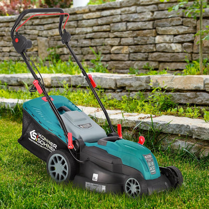 K&S Könner & Söhnen KS 42LM Elektrische grasmaaier, 1800 W, 420 mm maaibreedte, 25-80 mm maaihoogte, 5 standen, grasopvangbak van 40 liter, mulchfunctie