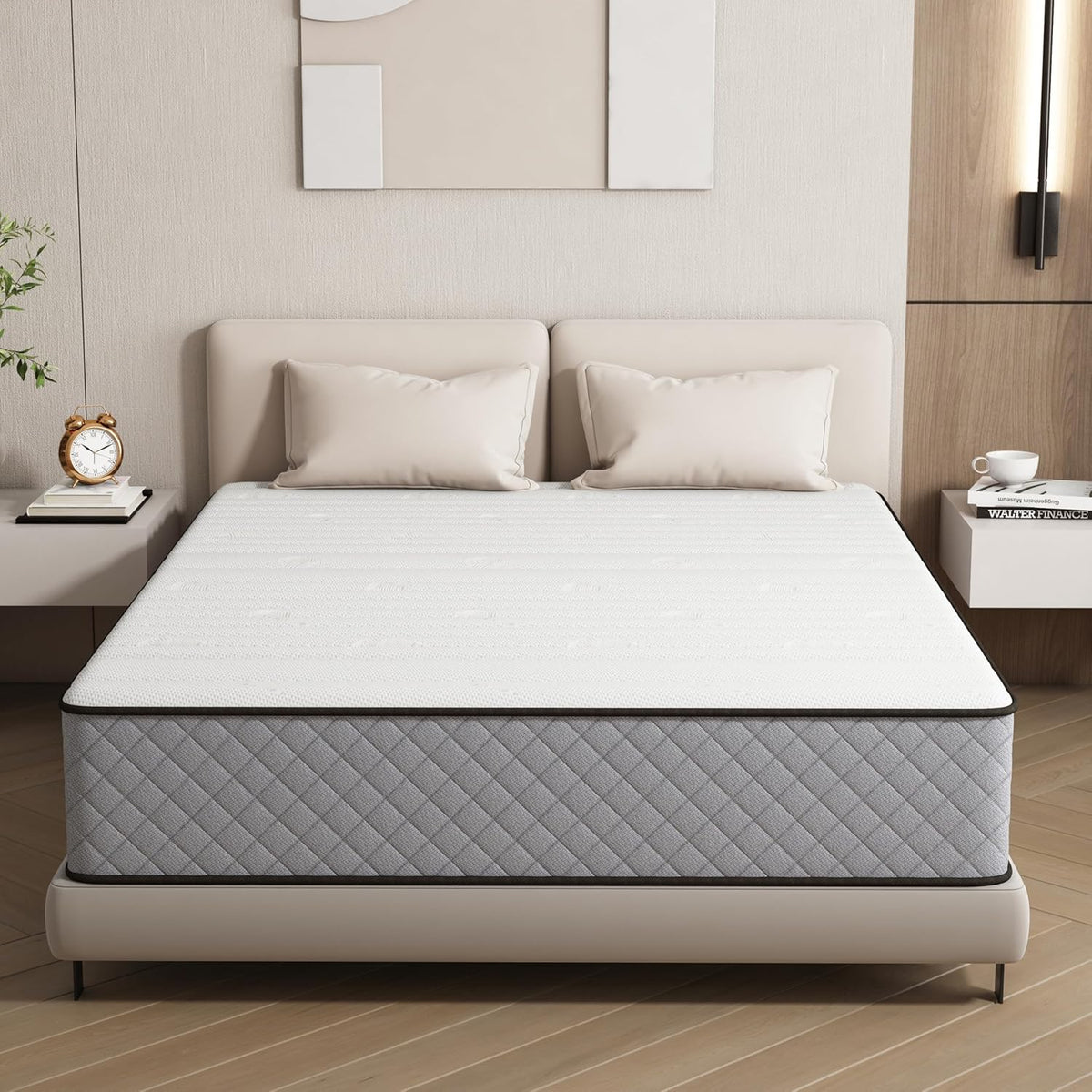 25 cm kingsize matras - hybride bed met binnenvering en traagschuim in een doos voor ultieme ondersteuning en drukverlichting, kingsize matras (200 x 150 x 25 cm)