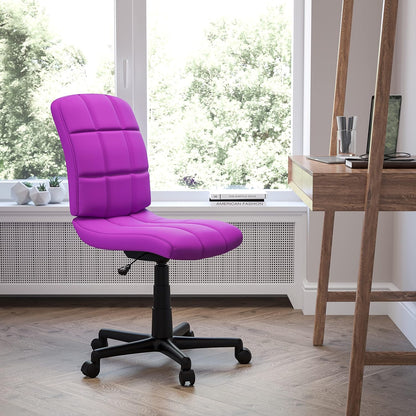 Flash Furniture Mid-Back gewatteerde vinyl draaibare taakstoel, metaal, paars, 58,42 x 55,88 x 22,86 cm