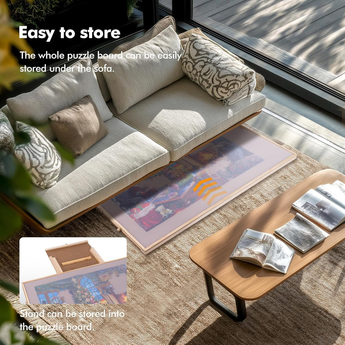 36" X 25" roterende en verstelbare puzzelbord ezel, houten legpuzzel tafel met 4 sorteerladen gekantelde hoeken antislip suède oppervlak voor maximaal 1500 stukjes puzzels met PP-hoes