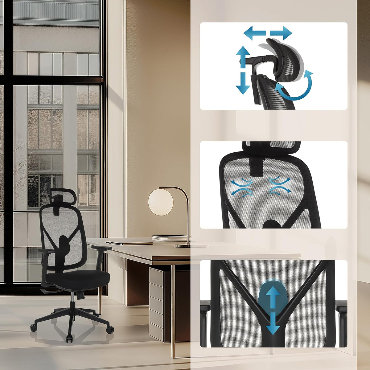 hjh OFFICE Professionele bureaustoel RALOO ECO stof/netstof Zwart