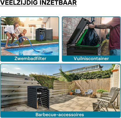 Wiltec containerberging klikokast voor 1 container in antraciet afsluitbaar met klapdeksel