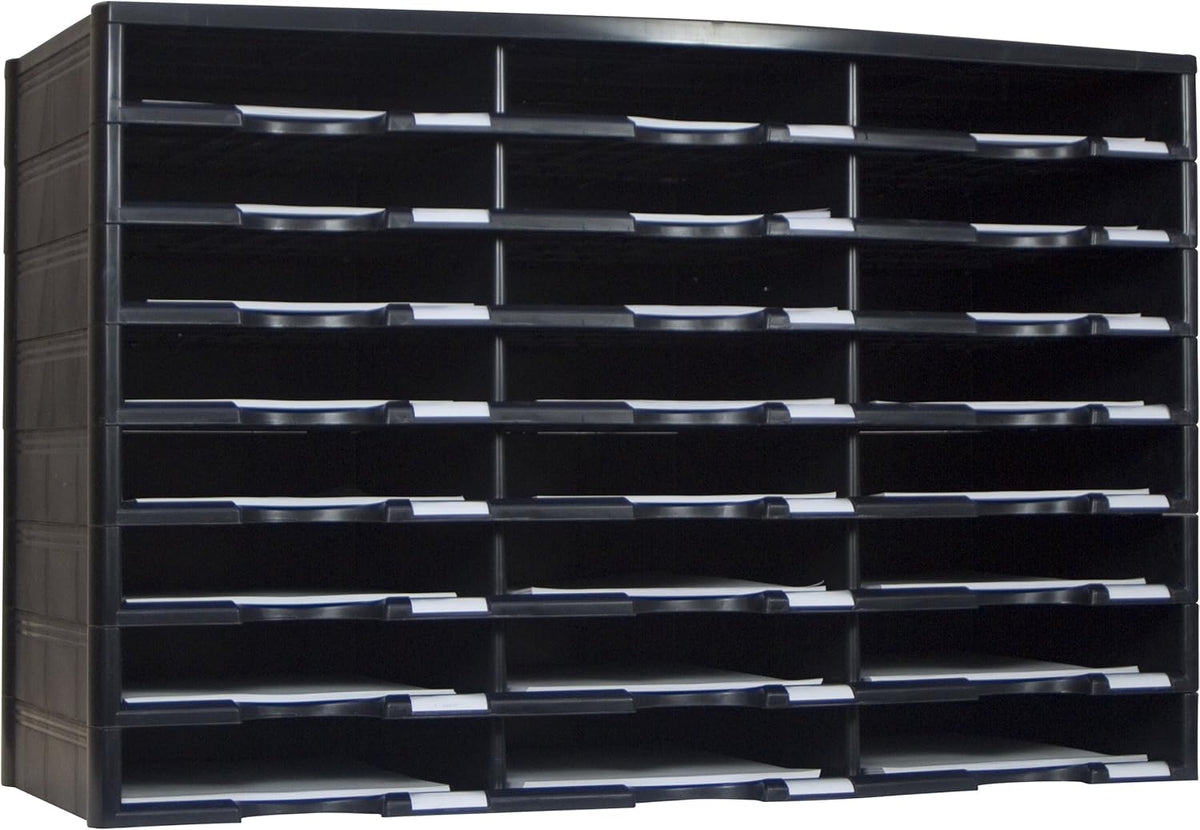 Storex Literatuurorganizer met 24 vakken, 31,4 x 14,2 x 20,5 inch, zwart (61435U01C)