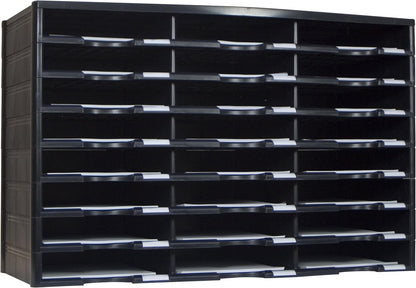 Storex Literatuurorganizer met 24 vakken, 31,4 x 14,2 x 20,5 inch, zwart (61435U01C)