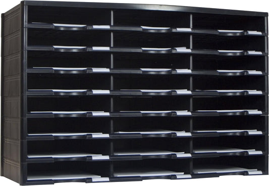 Storex Literatuurorganizer met 24 vakken, 31,4 x 14,2 x 20,5 inch, zwart (61435U01C)