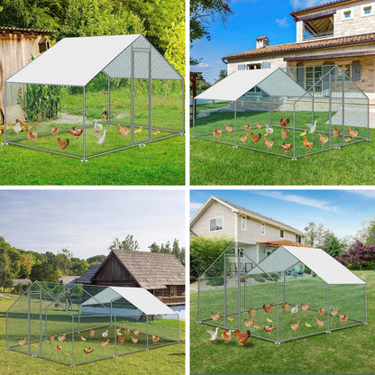 Kippenren – Kipverblijf – Kippenhok – Buitenren – Konijnenren – Stevig Gegalvaniseerd Stalen Frame – Waterdichte PE Zonwering 3x3x2 m