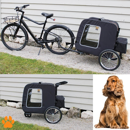 CHASE - 3-in-1 hond huisdier fiets, fietskar, huisdier- & boodschappenkar wandelwagen, jogger, handige trolley, gemakkelijk inklapbaar, inclusief regenhoes, zwart