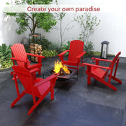 Adirondack - Tuinstoel - Relaxstoel - Ligbank - Ergonomische Rugleuning - Stevige - voor Tuin - Balkon - Terras - Sparrenhout - 72 x 94 x 93 cm - Rood