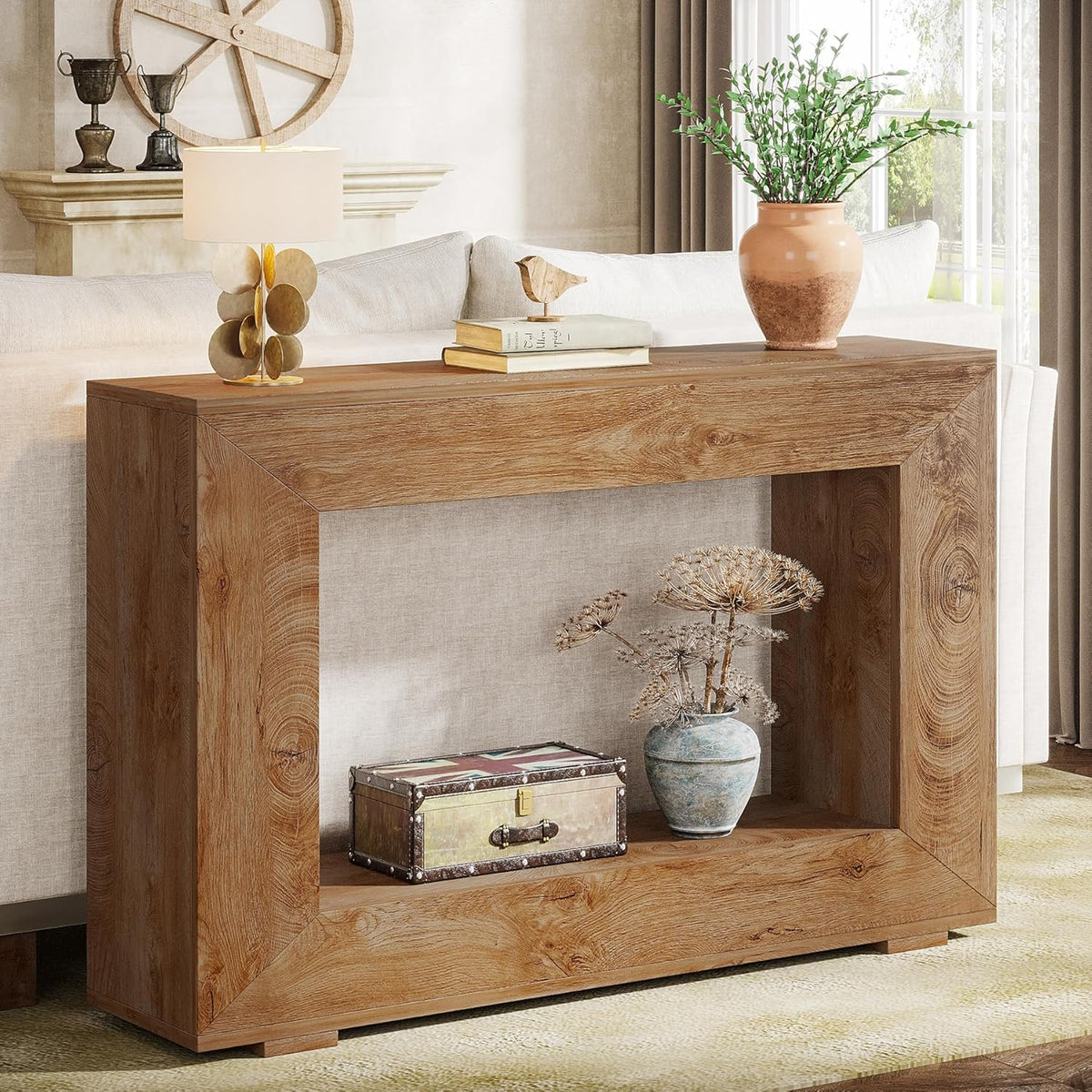 Tribesigns Farmhouse Console Table, 47 Inch Entrance Console Table with Storage, Industrial Hall Accent Table for Living Room, Entrance