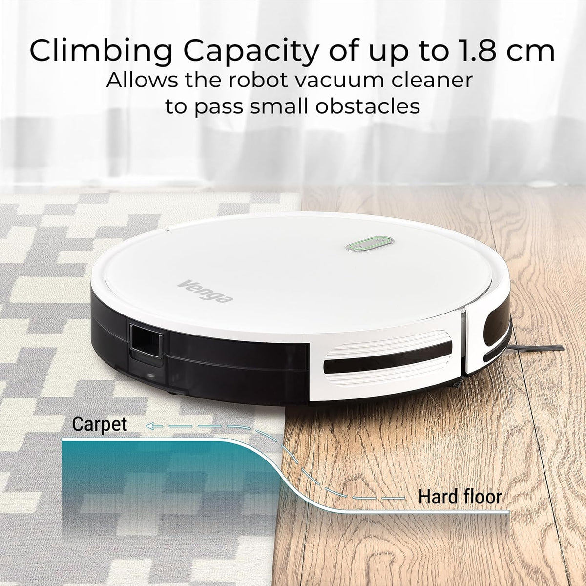 Venga! Robotstofzuiger met Dweil, Gyroscoopnavigatie en App, Wit, VG RVC 3001 WH