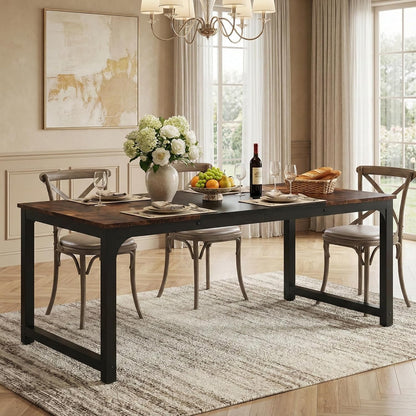 Eettafel – Rechthoekige Tafel – Industriële Eettafel – Dining Table – Grote Eetkamertafel – 180x80 cm – Robuust Houten Blad – Stabiel Metalen Frame