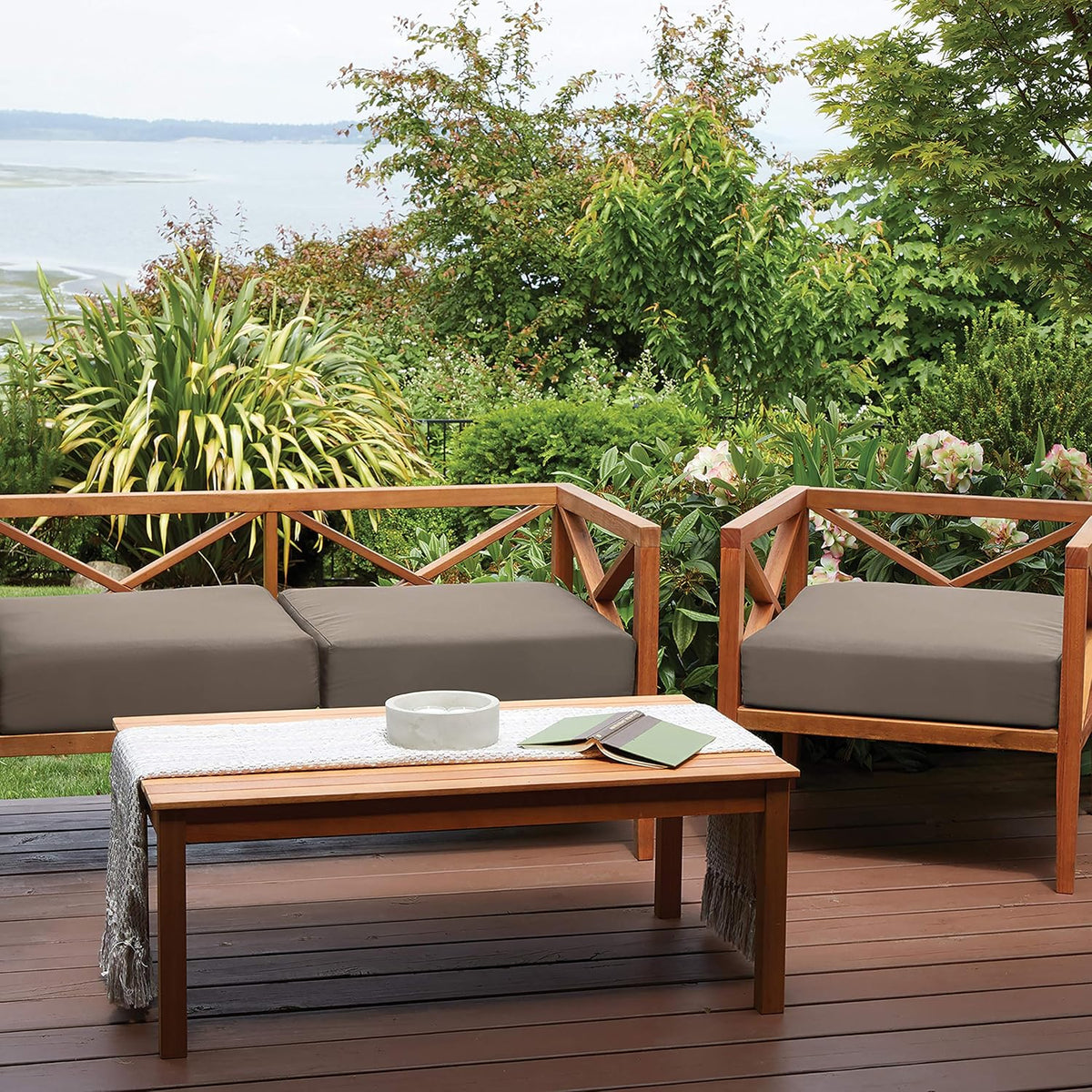Classic Accessories Ravenna Patio Bank/Settee Kussen Slip Cover & Foam - Duurzaam Buitenkussen, Donker Taupe, 122 cm B x 45 cm D x 7,6 cm dik