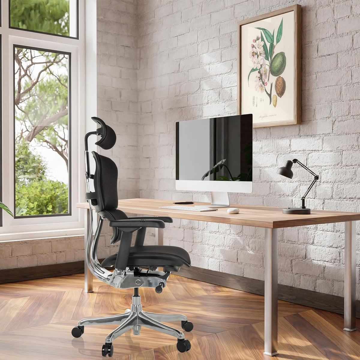 hjh OFFICE Ergonomische Ergohuman Gen2 Bureaustoel, ergonomisch design, bureaustoel met flexibele lendensteun, zitting gevoerd, stof zwart