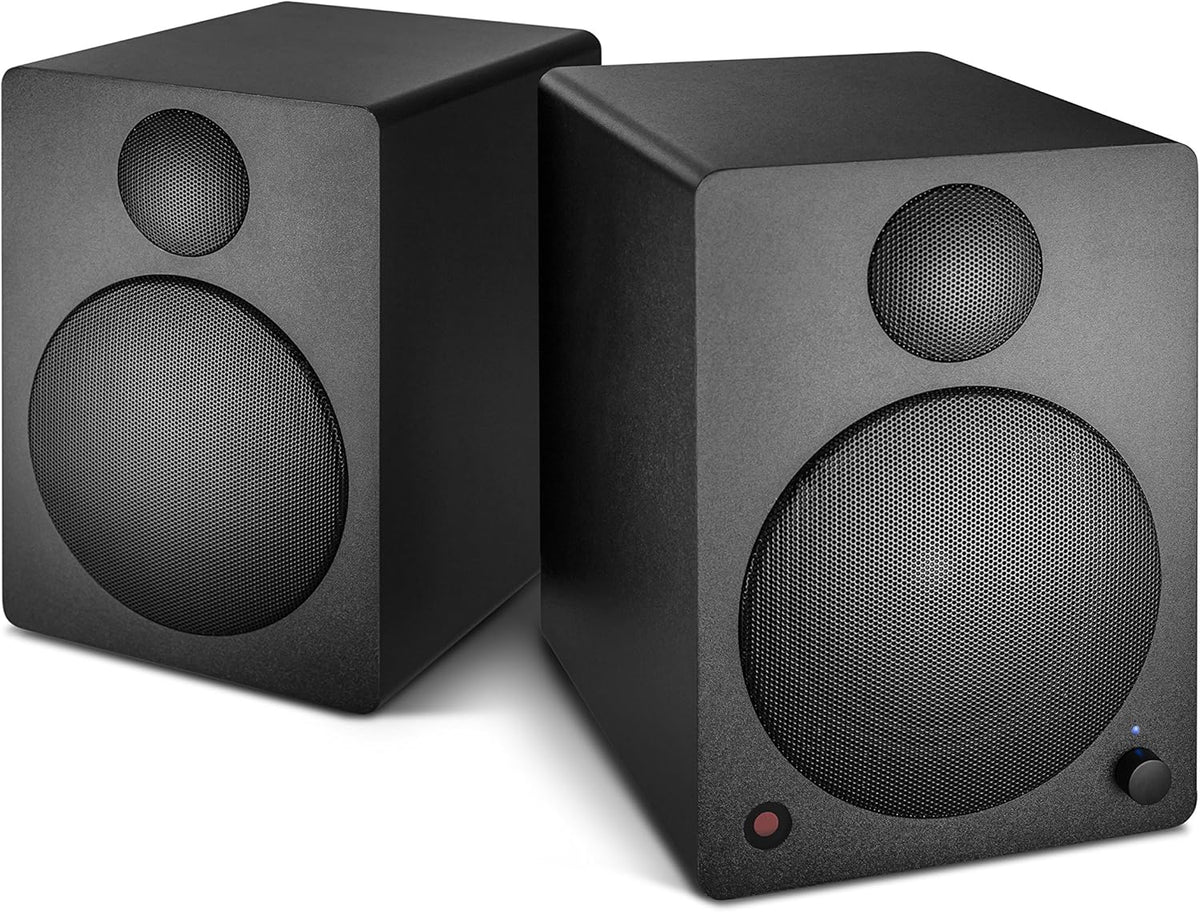 wavemaster CUBE NEO black - rek-luidsprekersysteem (50 Watt) met Bluetooth-streaming, digitale aansluiting en IR-afstandsbediening, actieve boxen, gebruik voor TV/Tablet/Smartphone, zwart (66380)