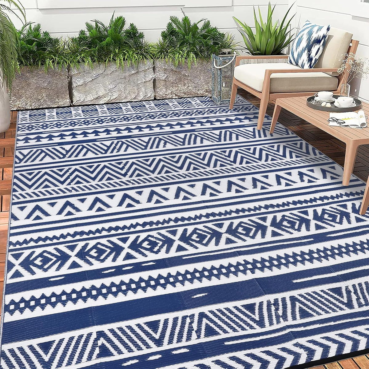 Buiten Vloerkleed - Buitenkleden - Buitentapijt - Opvouwbaar - UV-bestendig - Waterdicht - Omkeerbaar - Buitenmatten - voor Buiten - Balkon - Strand - Picknick -Terras - Rechthoekig - 240 x 300 cm - Blauw