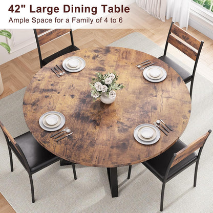 Jocoevol Ronde eettafel voor 4, keuken eetkamer cirkel diner voetstuk tafel, ruimtebesparende houten keuken en eetkamer meubels (vintage, 42 in)