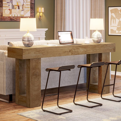 Tribesigns Narrow Console Table, 160 cm, Country Style, Sofa Table for Behind the Sofa, Natural Wood Look, Narrow Side Table for Hallway, Living Room and Entrance