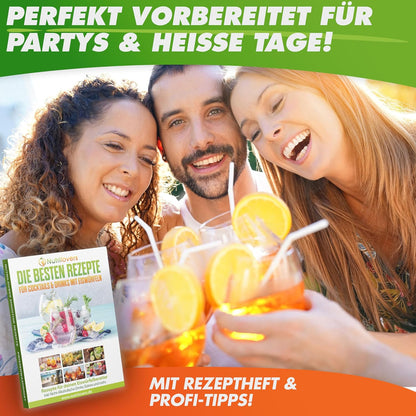 Nutrilovers NUTRI-ICE MAKER roestvrij stalen ijsblokjes 2 maten (S/L) incl. Moscow Mule beker & receptenboek
