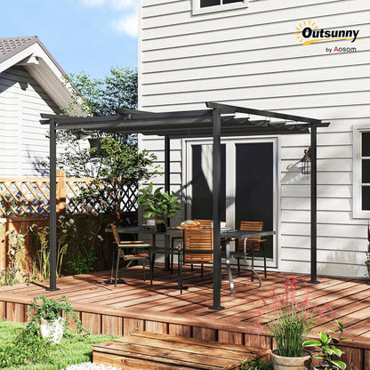Outsunny Pergola 3x3m Garten Pavillon Terrassendachung aus Metall, Gartenpavillon mit Verstellbares Dach, UV Schutz 30+ Freistehender Sonnenschutz für Terrasse und Garten, Dunkelgrau - QUORE