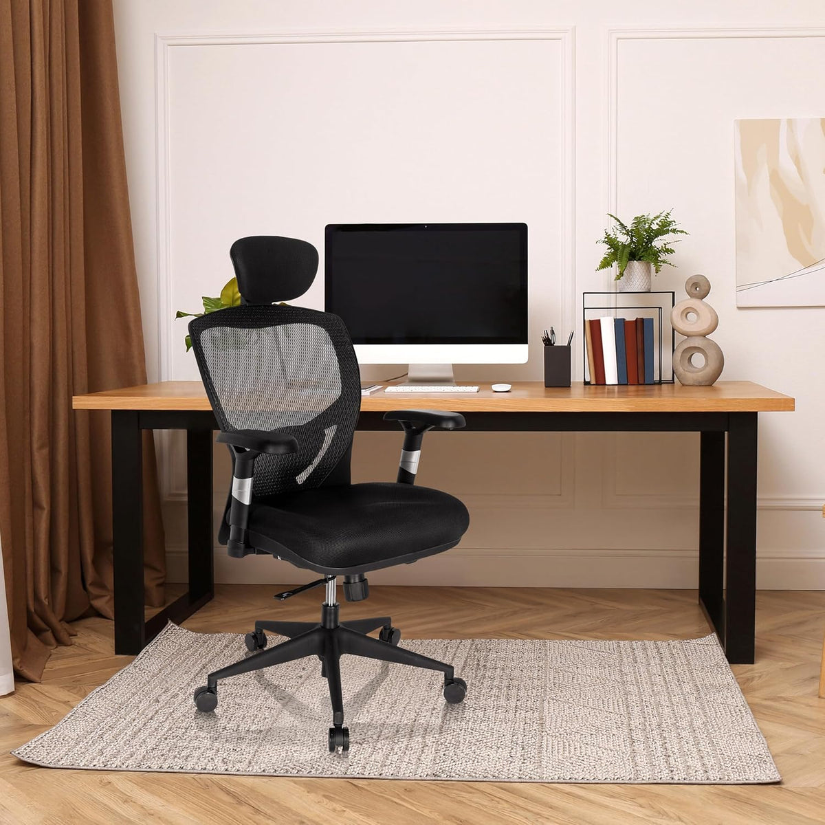 hjh OFFICE 657100 professionele bureaustoel VENUS BASE stof/net zwart draaistoel ergonomisch met lendensteun