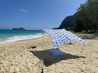 Neso tenten strandtent met zandanker, draagbare luifel zonnescherm - 2,1 mx 2,1 m - gepatenteerde versterkte hoeken (Shibori)