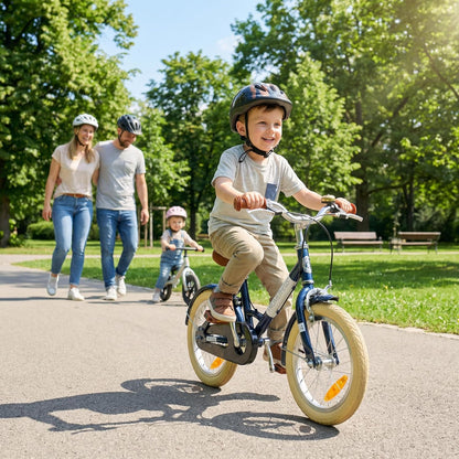 PROMETHEUS BICYCLES Petiday Retro Kinderfiets, 14 inch vanaf 4 jaar, voor meisjes en jongens, blauw