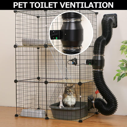 100 mm Verstelbare Inline Buiskanaalventilator, 275 m³/uur, Zwart, Ideaal voor Kweektenten, Ventilatie & Afvoer, Automatische Temperatuur & Vochtigheidsregeling