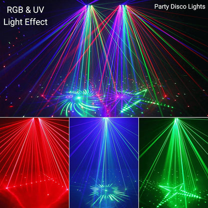 Miralin Disco Lichten voor Feesten – DJ Disco Licht met Geluidsactivatie, RGB & UV Stroboscooplamp met DMX-controller voor Huisfeesten, Bars, Raves en Clubshows