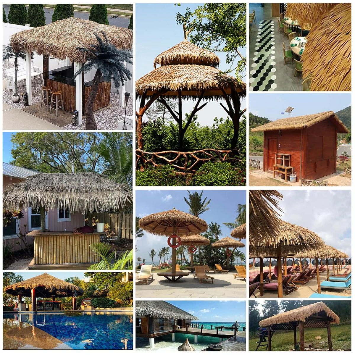 YANGUANG Strodak Thatch Roll 0,5x1-10m Palm Riettegel Tiki Huts Thatch Nepgras Vlamvertragend Anti-veroudering voor Buiten Tiki Bar Pavilion Huis Tuin, Geen Onderhoud(Size:10m/32.8ft)