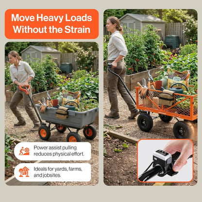 SuperHandy Wagon Utility Cart Hand Truck Handleiding Heavy Duty Gazon Tuin met Verwijderbare Zijmazen 180 kg Max Capaciteit, Zwart