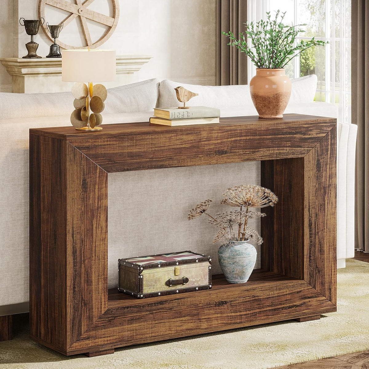 Tribesigns Farm Console, 119 cm, Console Table with Storage Space, Industrial Accent Table for Hallway, Living Room, Entrance
