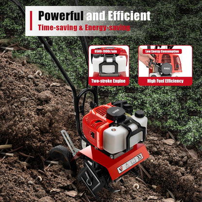 52CC Petrol Garden Cutter 2-Stroke Cultivator Mini Garden Heel Wheel Drive Ground Milling Cutter 1.65 KW Garden Tiller Cultivator Garden Heel - QUORE