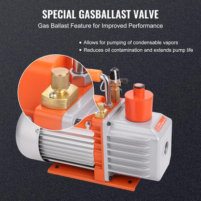 Vacuümpomp – Roterende Vacuümpomp – HVAC Vacuümpomp – Airconditioning Pomp – Koelpomp – 280 Watt Vermogen – 142 L/min Snelheid